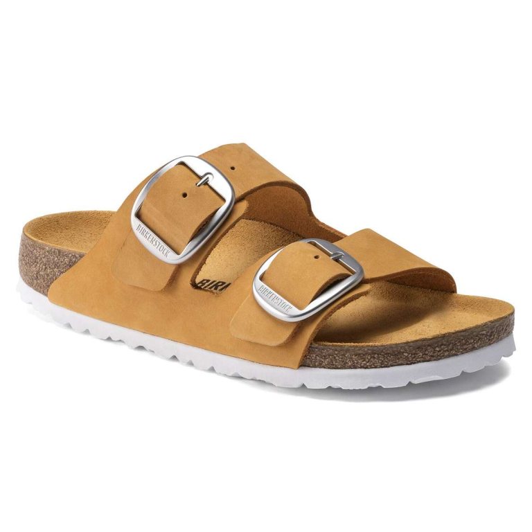 Apricot Birkenstock Arizona Big Buckle Nubuck Leather Women's Two Strap Sandals | zxQd8vzgHqZ