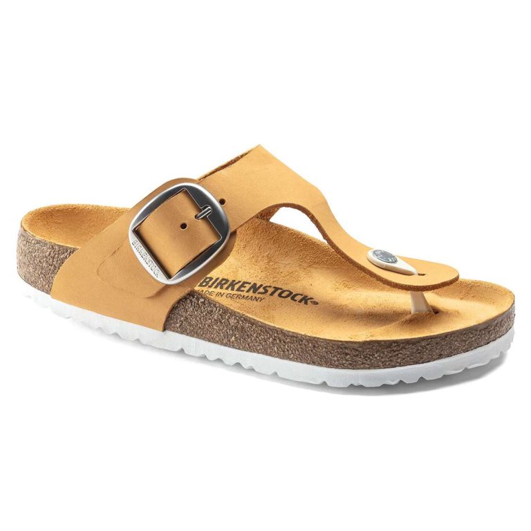 Apricot Birkenstock Gizeh Big Buckle Nubuck Leather Women's Thong | 6xKS1BYwM7O