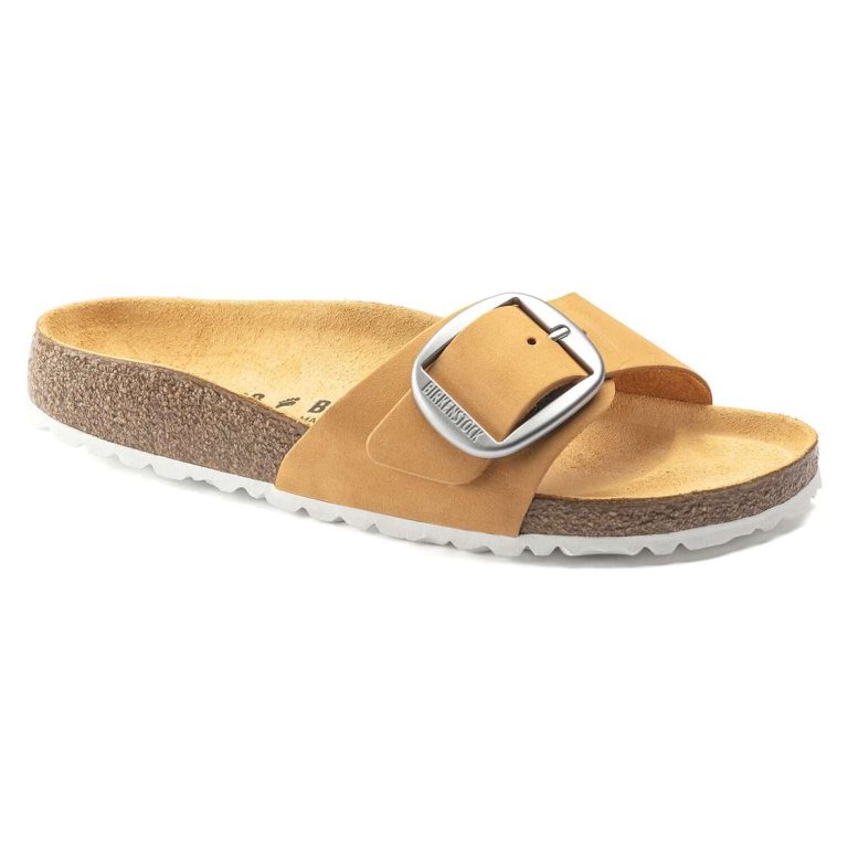 Apricot Birkenstock Madrid Big Buckle Nubuck Leather Women's One Strap Sandals | wRqBcOWX9BS