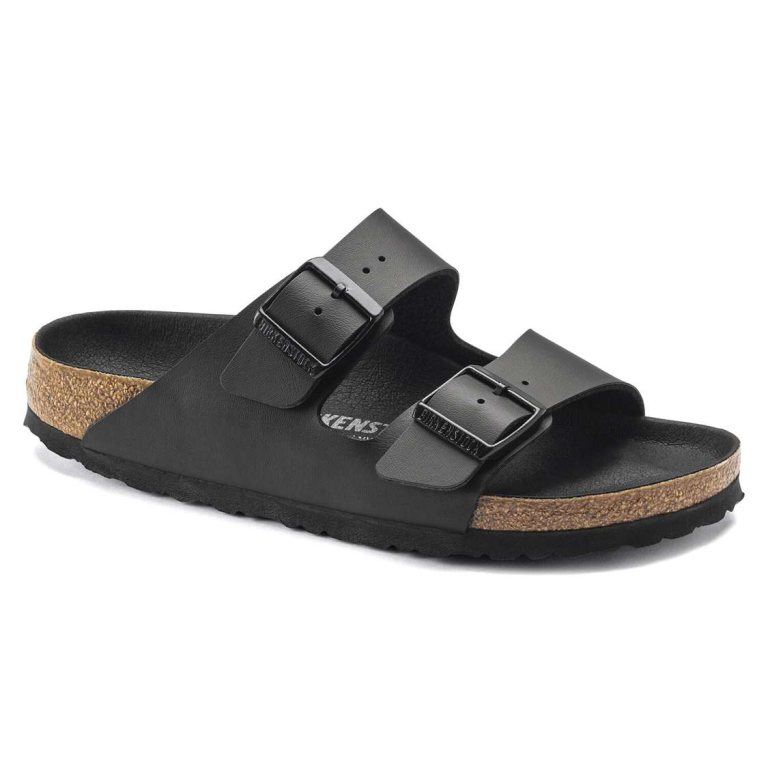 Black Birkenstock Arizona Birko-Flor Men's Two Strap Sandals | 8g7a6HKMmUB