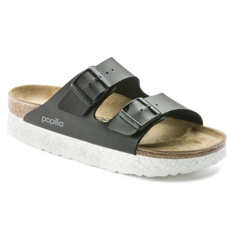 Black Birkenstock Arizona Birko-Flor Women's Two Strap Sandals | 1B4GYgupBnj