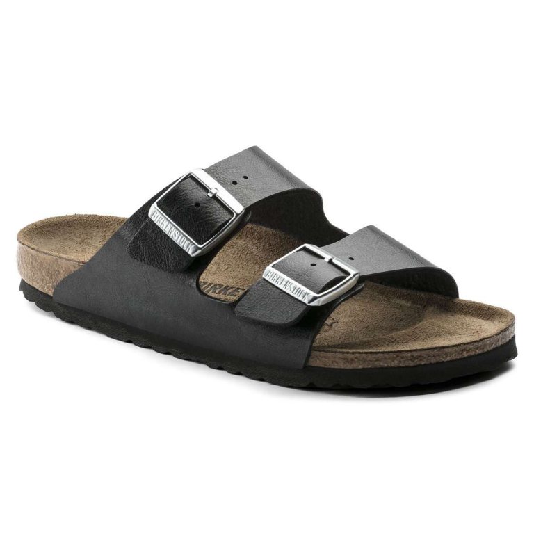 Black Birkenstock Arizona Birko-Flor Women's Two Strap Sandals | yTtkYij2vXT