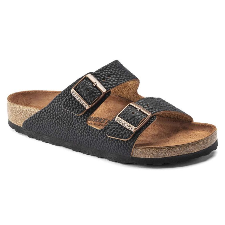 Black Birkenstock Arizona Leather Men's Two Strap Sandals | j68FwuR6f9i