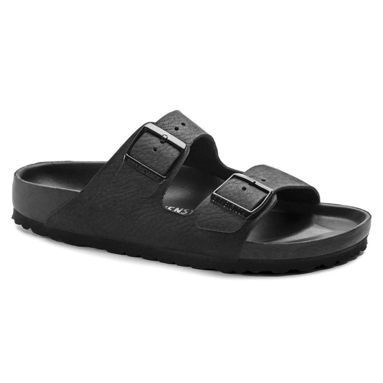 Black Birkenstock Arizona Leather Men's Two Strap Sandals | qt3SkftTzPh