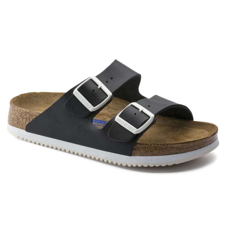 Black Birkenstock Arizona Soft Footbed Leather Women's Two Strap Sandals | aOhR1xOxGb5