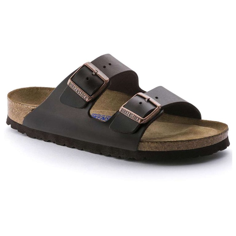 Black Birkenstock Arizona Soft Footbed Smooth Leather Women's Two Strap Sandals | yJo7qPpn1mV