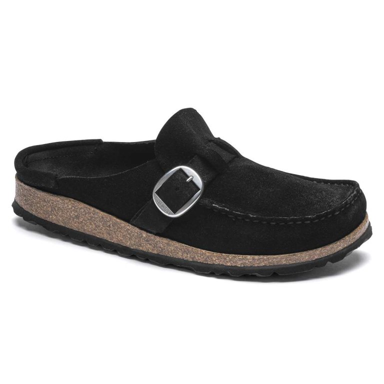 Black Birkenstock Buckley Suede Leather Women's Clogs | VsFlCGCaI2j