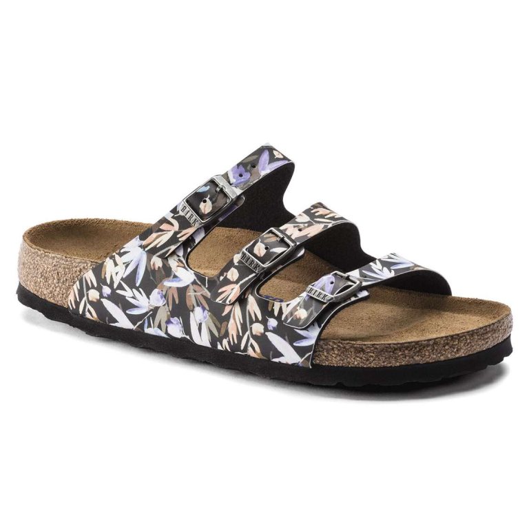 Black Birkenstock Florida Fresh Soft Footbed Birko-Flor Women's Multi Strap Sandals | x2nAjphCwBL