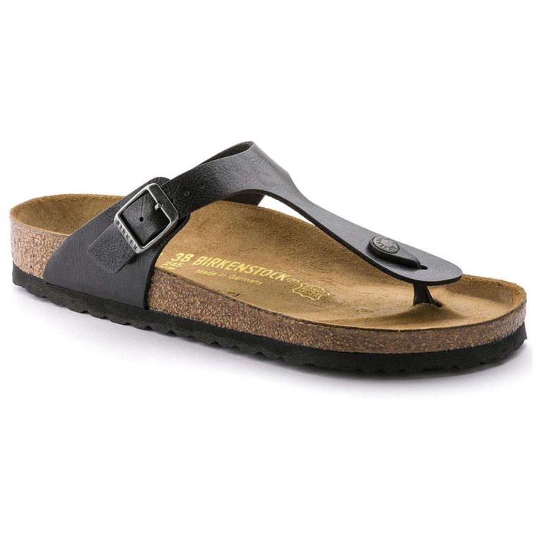 Black Birkenstock Gizeh Birko-Flor Women's One Strap Sandals | Rg8TsVEy6dy