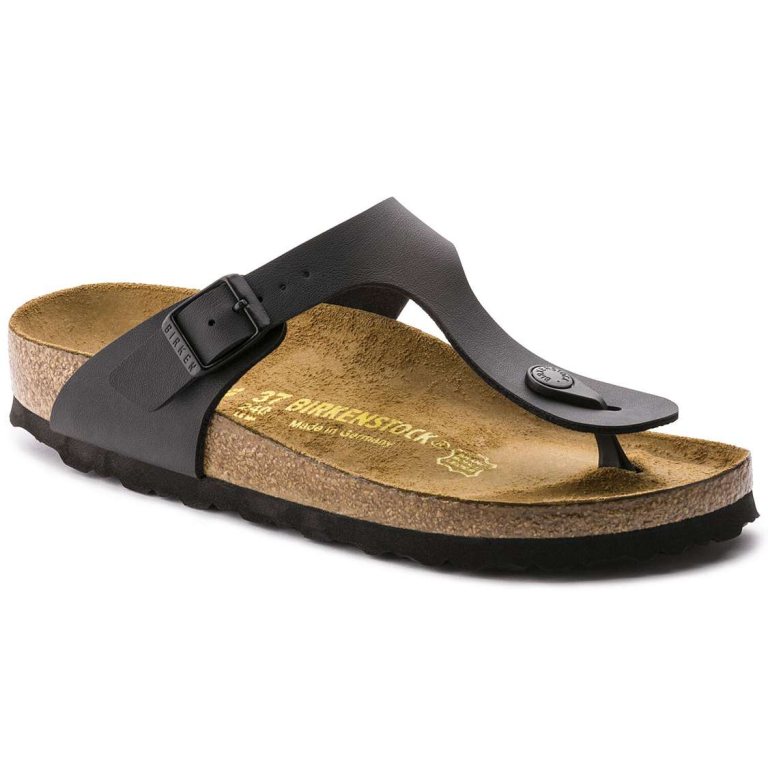 Black Birkenstock Gizeh Birko-Flor Women's One Strap Sandals | VOoDRimHzNQ