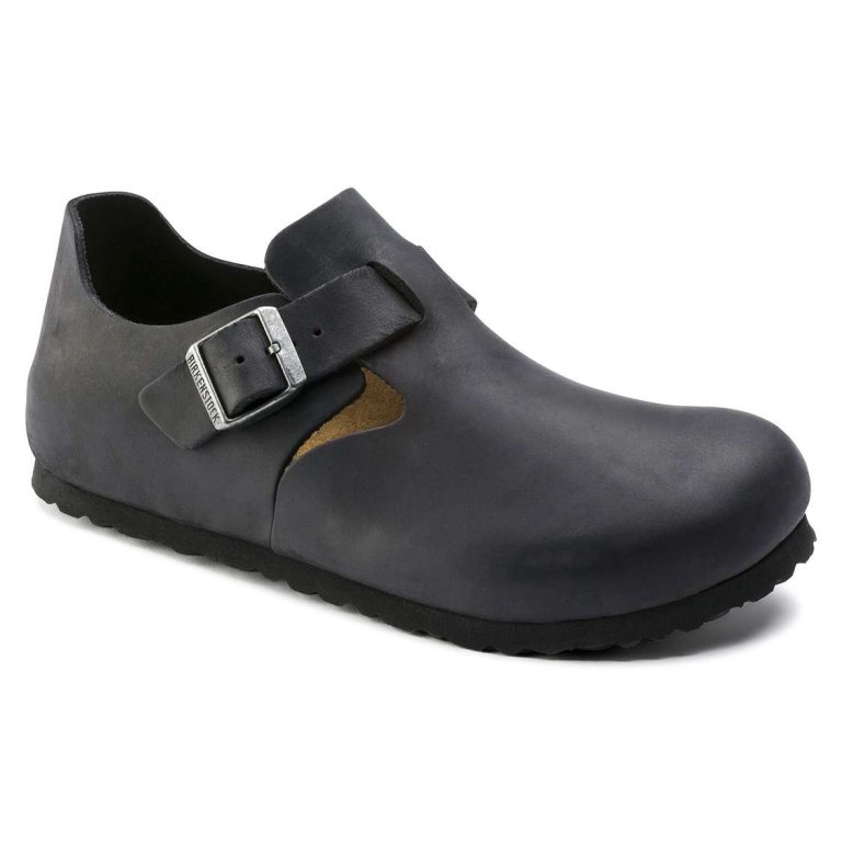 Black Birkenstock London Oiled Leather Men's Low Shoes | gQfTVidguTr