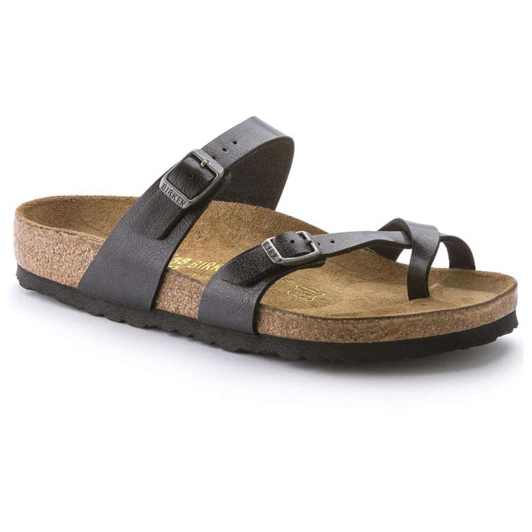 Black Birkenstock Mayari Birko-Flor Women's Two Strap Sandals | Pgw7cAp2iHN