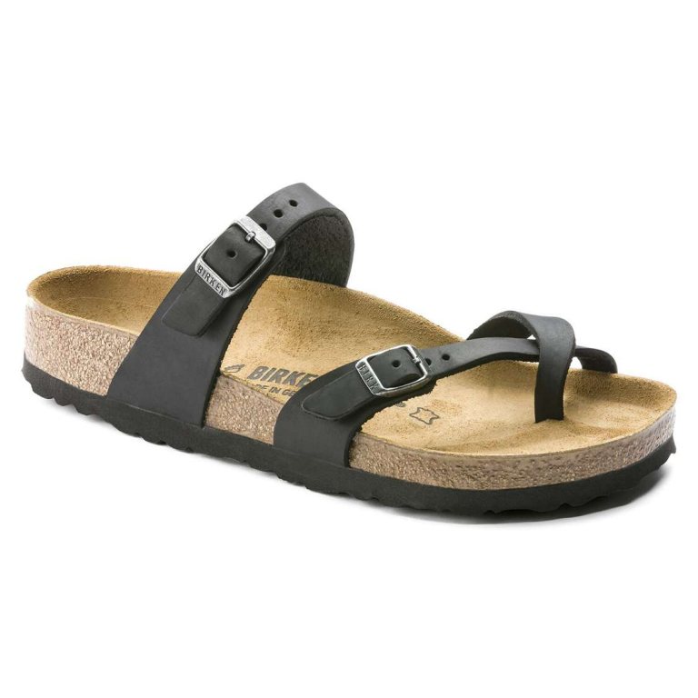 Black Birkenstock Mayari Oiled Leather Women's Multi Strap Sandals | PnYkzxeZYxT