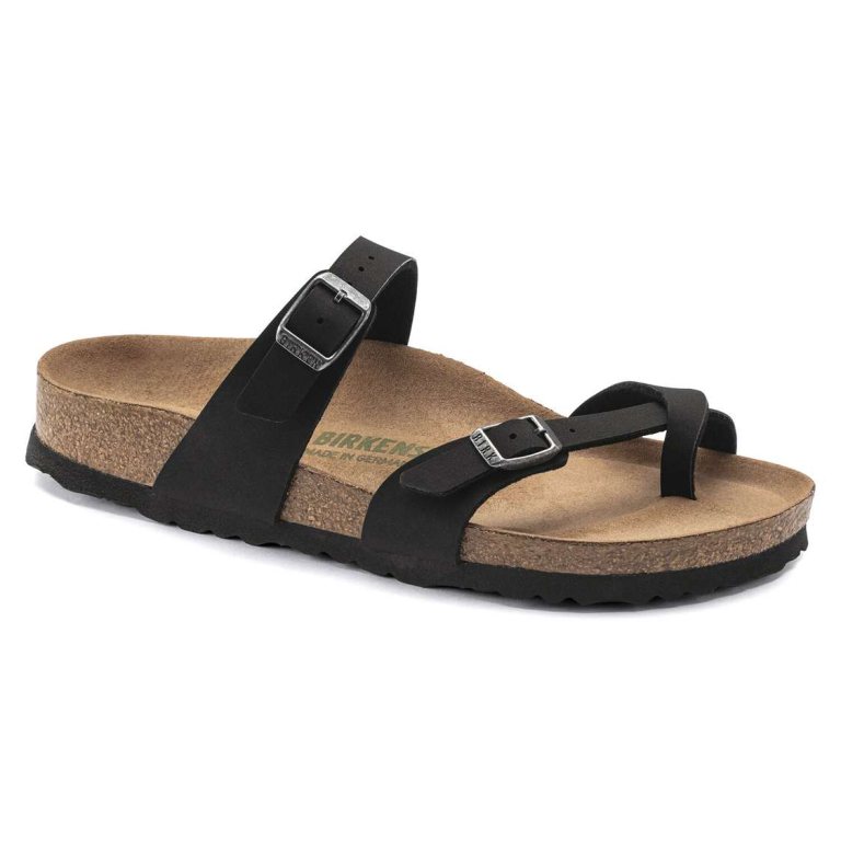 Black Birkenstock Mayari Vegan Birkibuc Women's Multi Strap Sandals | 1A4IeuSUDyW