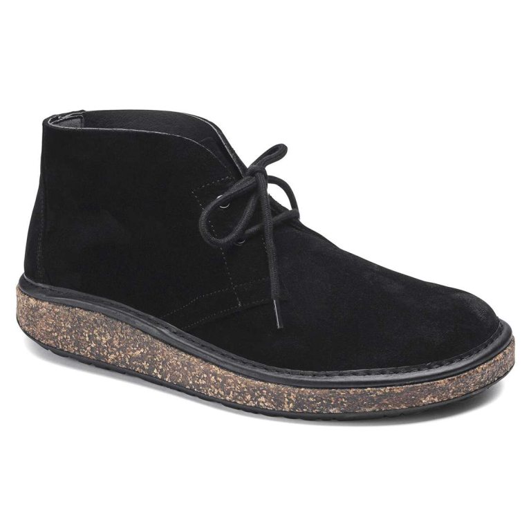 Black Birkenstock Milton Suede Leather Men's Boots | iKR5nPvagVT