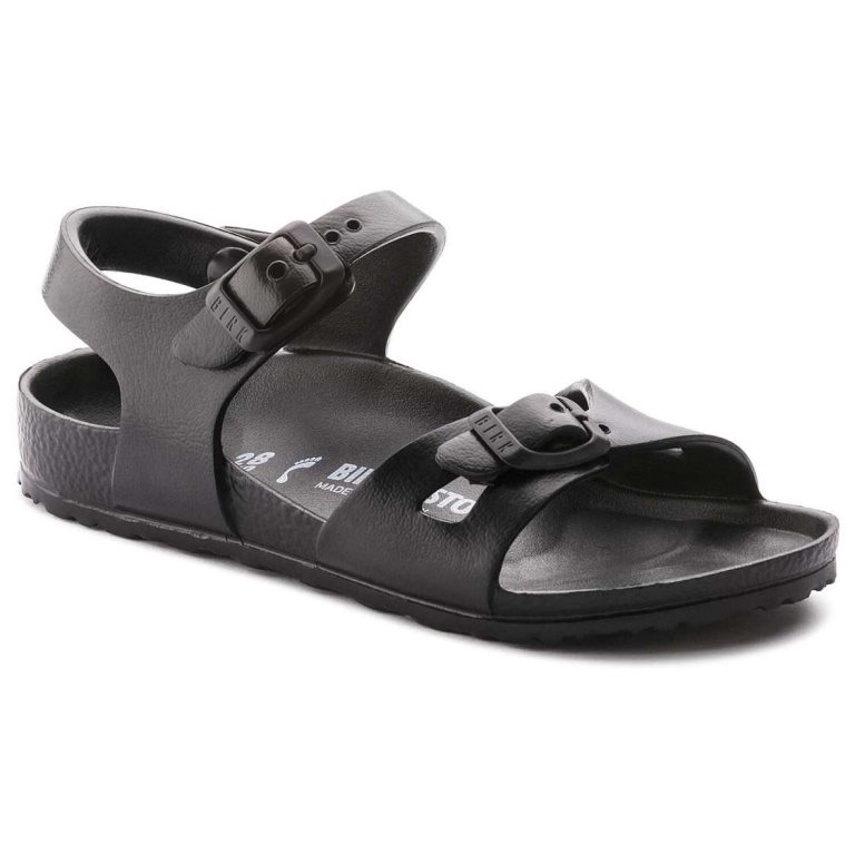 Black Birkenstock Rio Essentials EVA Kids' Girls Sandals | uZremxCmJto