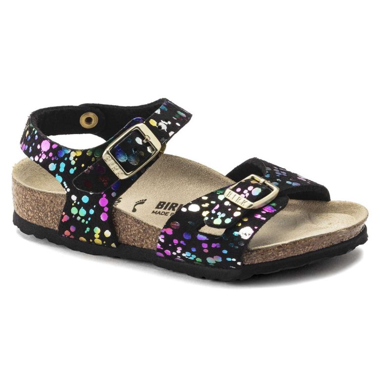 Black Birkenstock Rio Microfiber Kids' Girls Sandals | sMuRa64sOV1