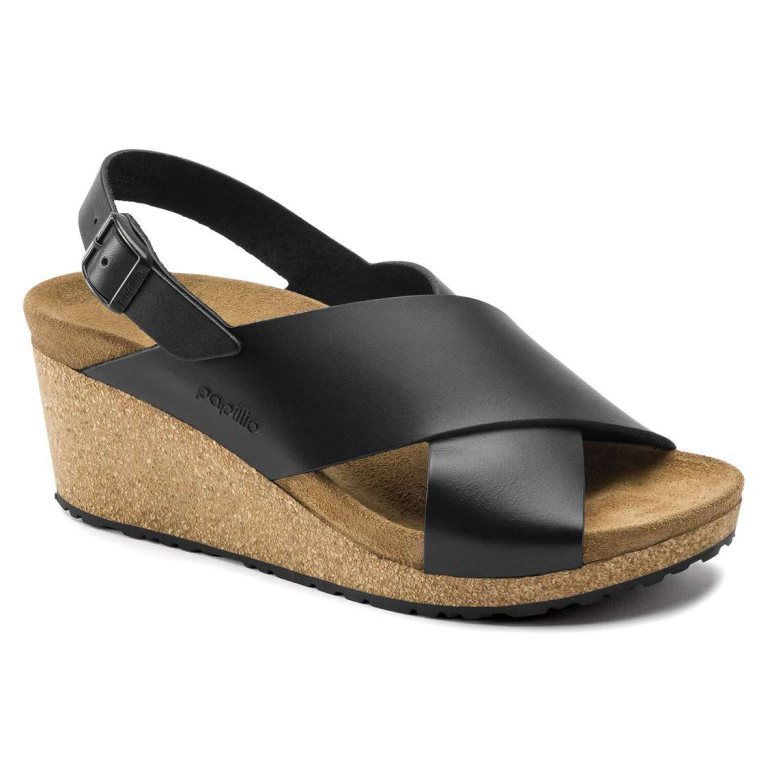 Black Birkenstock Samira Leather Women's Two Strap Sandals | nujwlrpU5iv