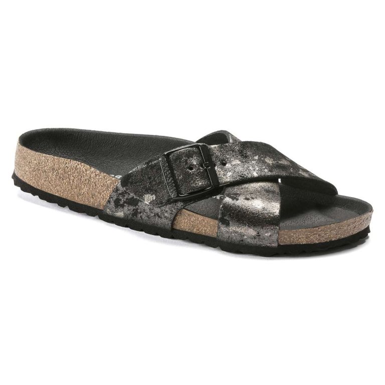 Black Birkenstock Siena Suede Leather Women's Two Strap Sandals | MXhuIfMShlw