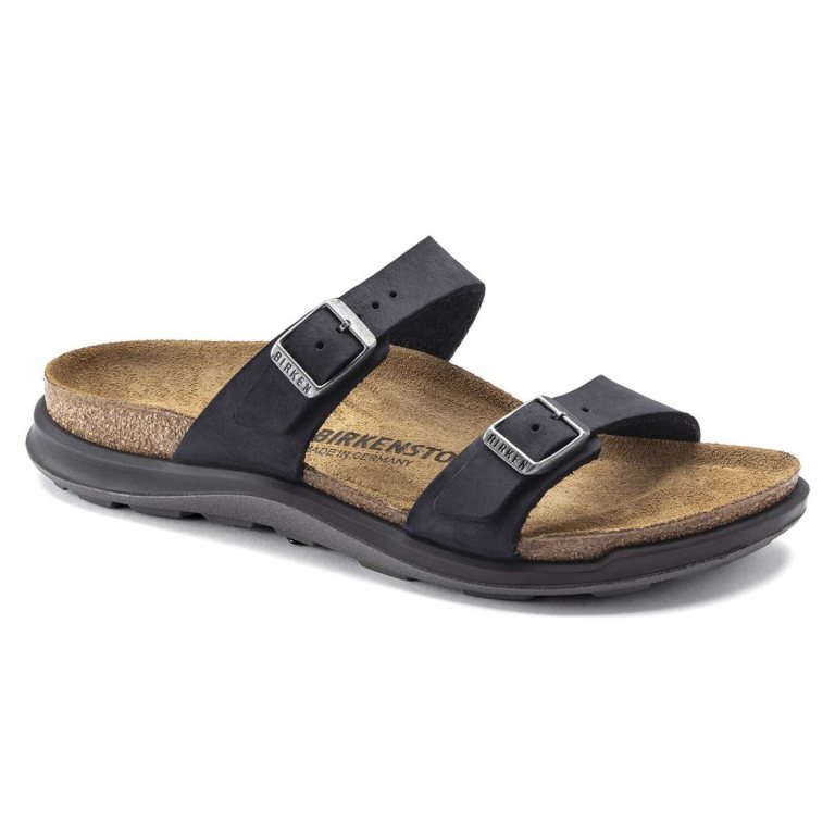 Black Birkenstock Sierra Oiled Leather Women's Two Strap Sandals | aeqEfG18pyV