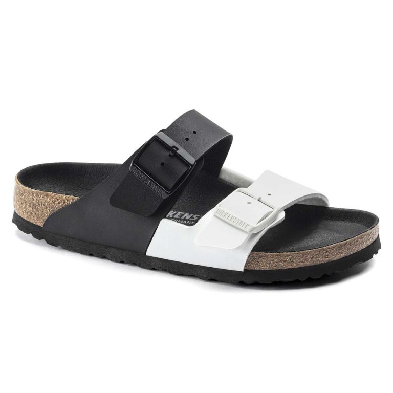 Black / White Birkenstock Arizona Split Birko-Flor Women's Two Strap Sandals | 2zfGUBox1MX