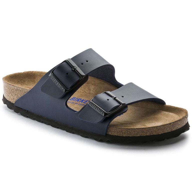 Blue Birkenstock Arizona Soft Footbed Birko-Flor Men's Two Strap Sandals | MODwUZRRhJv