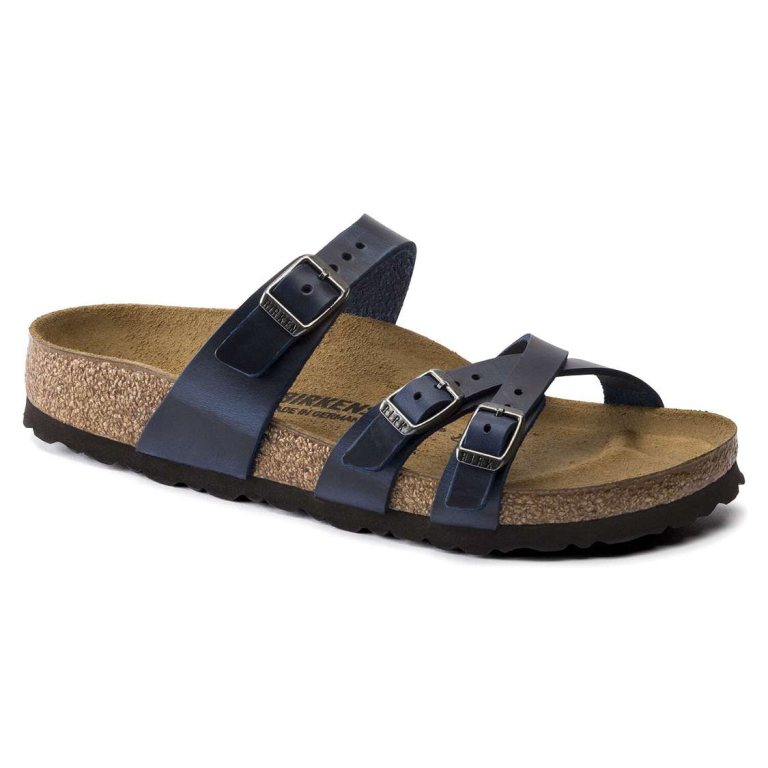 Blue Birkenstock Franca Oiled Leather Women's Multi Strap Sandals | hQbCC1uyKHP