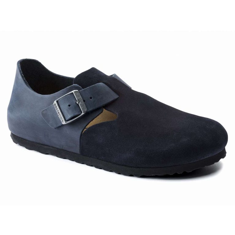 Blue Birkenstock London Oiled Leather/Suede Leather Men's Low Shoes | YX8wL7w9TZT