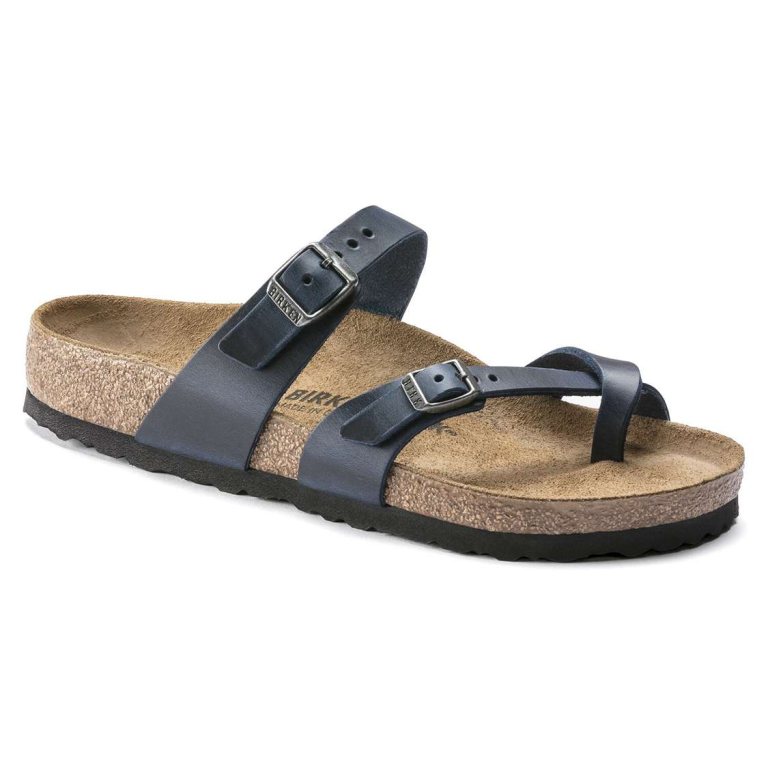 Blue Birkenstock Mayari Oiled Leather Women's Multi Strap Sandals | 1WJnRqTpAan