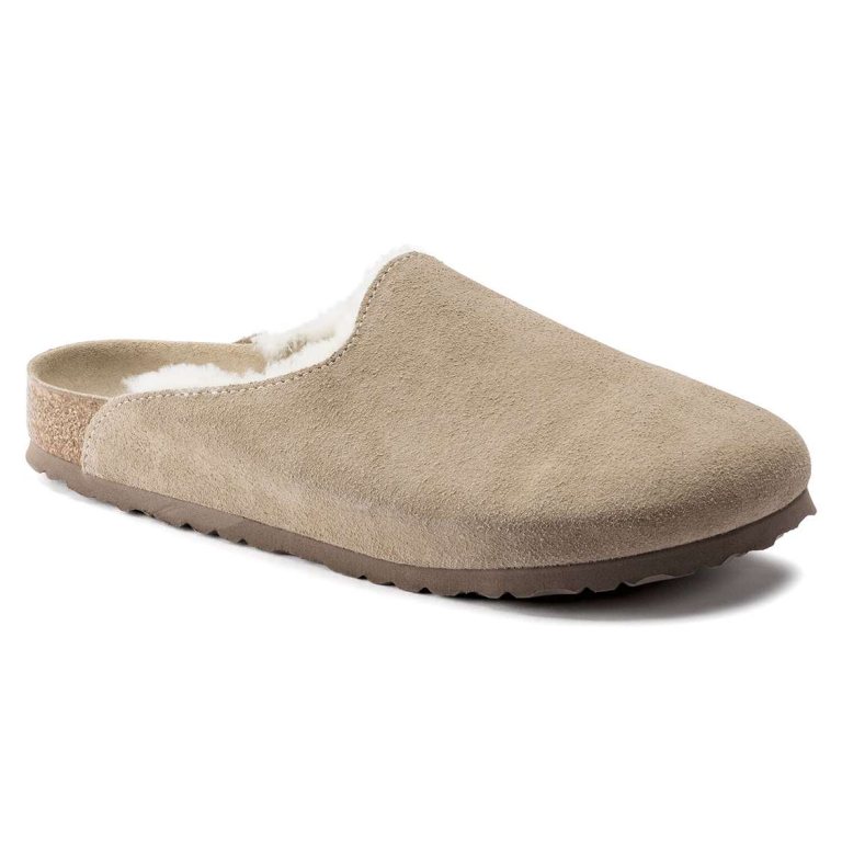 Brown Birkenstock Amsterdam Shearling Suede Leather Men's Clogs | QMzURAkxmyl