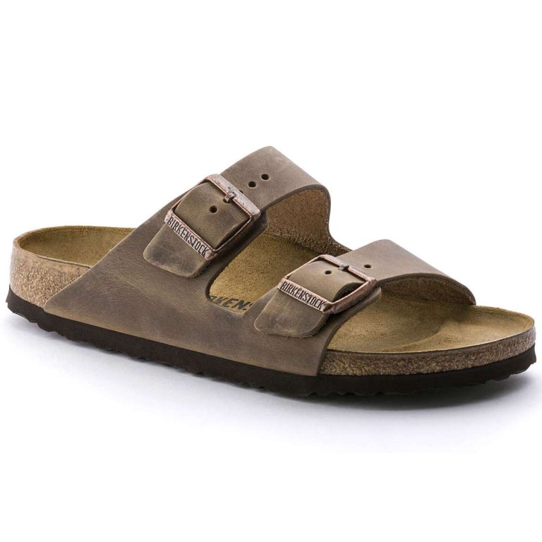 Brown Birkenstock Arizona Oiled Leather Men's Two Strap Sandals | BuQe8hxU6zT