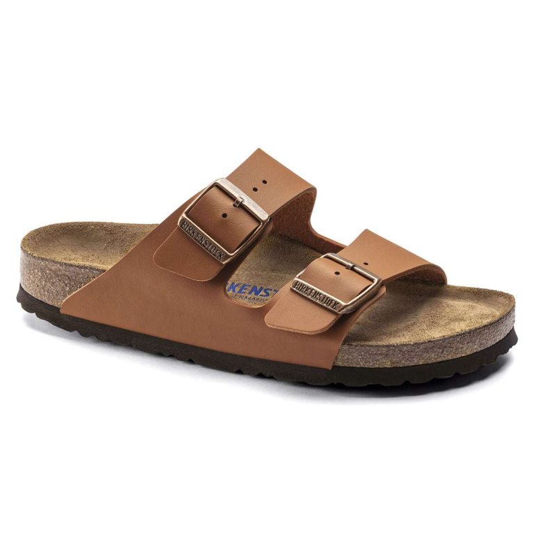 Brown Birkenstock Arizona Soft Footbed Birko-Flor Men's Two Strap Sandals | 8PNbIsCR64q