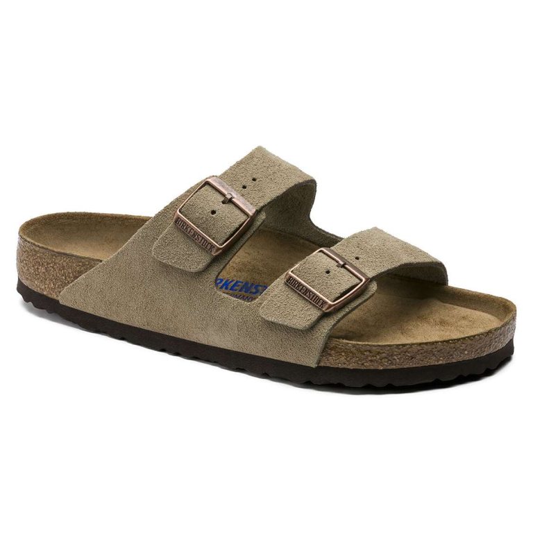 Brown Birkenstock Arizona Soft Footbed Suede Leather Women's Two Strap Sandals | Nsz1sEO4dl3