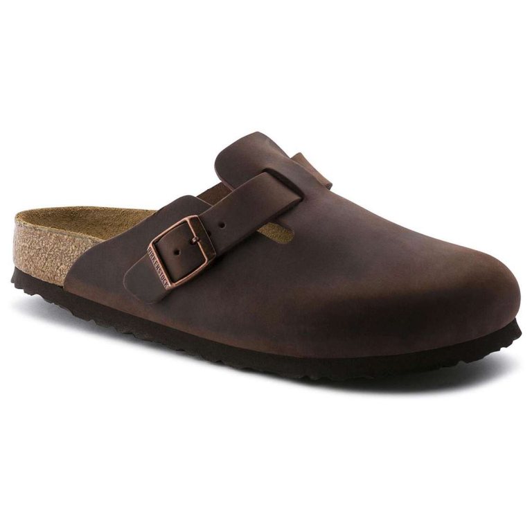 Brown Birkenstock Boston Soft Footbed Oiled Leather Men's Clogs | 31zwNe4PX2J