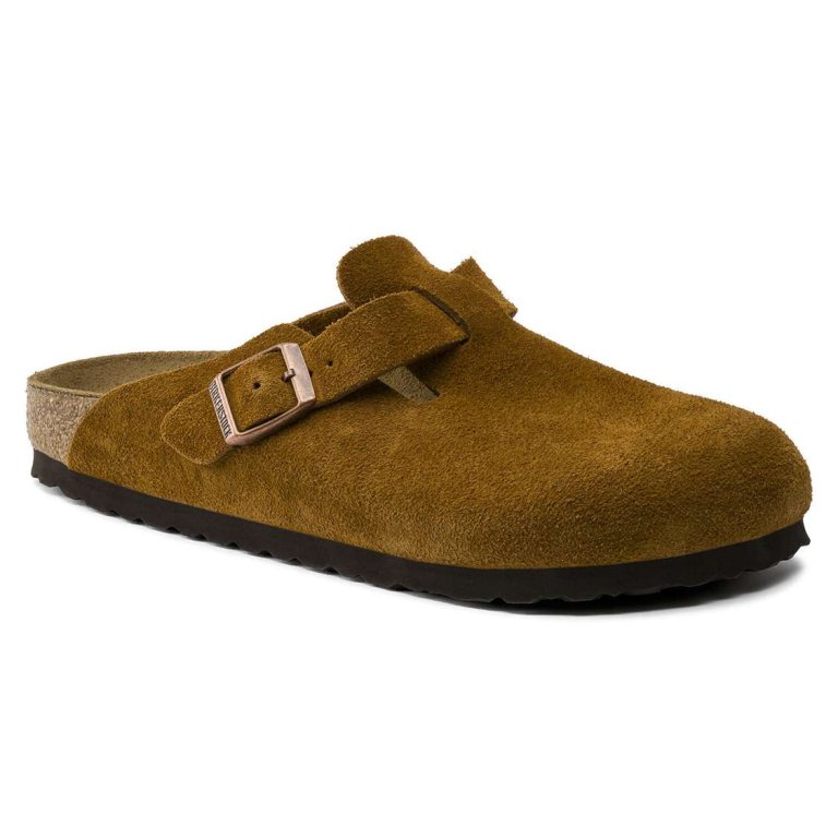 Brown Birkenstock Boston Suede Leather Women's Clogs | kGFzvKblhVH