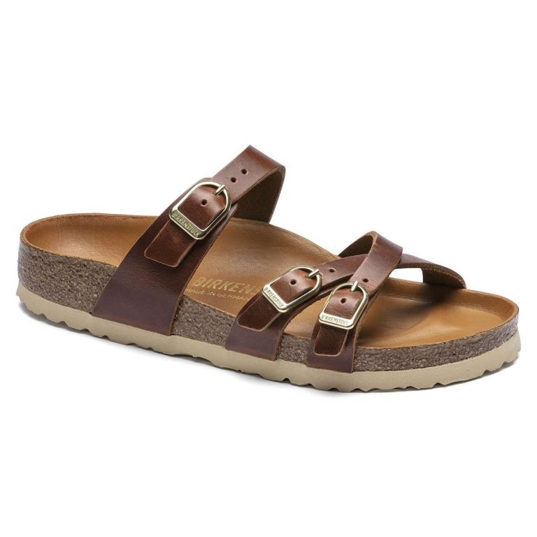 Brown Birkenstock Franca Oiled Leather Women's Multi Strap Sandals | HQlQyuBgQb9