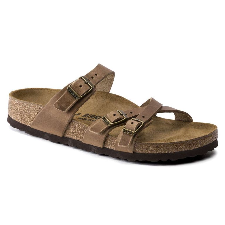 Brown Birkenstock Franca Oiled Leather Women's Multi Strap Sandals | auPNEwjRd8D