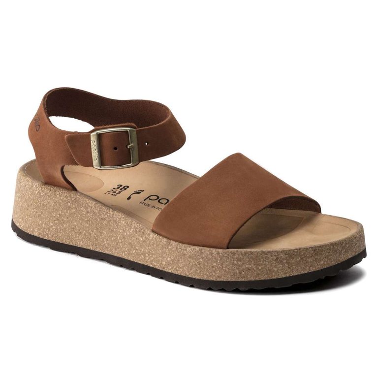 Brown Birkenstock Glenda Nubuck Leather Women's Two Strap Sandals | zaDNEnKh1WM