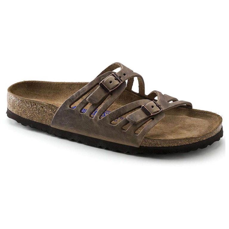 Brown Birkenstock Granada Soft Footbed Oiled Leather Women's Two Strap Sandals | 1qEIX6TPj7N