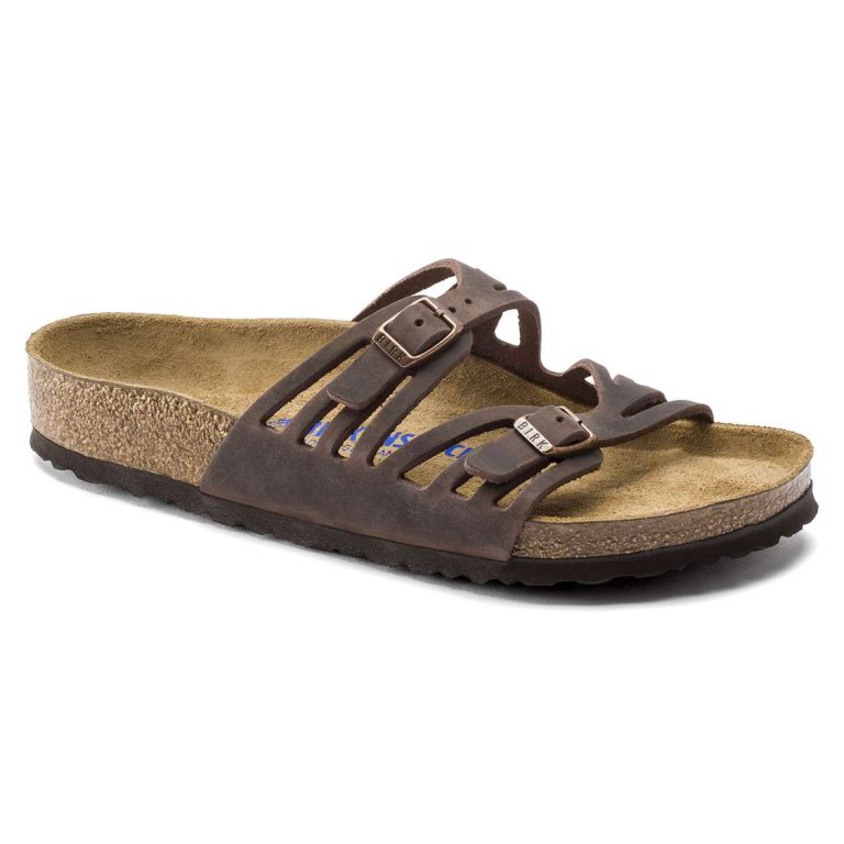 Brown Birkenstock Granada Soft Footbed Oiled Leather Women's Multi Strap Sandals | B2rNijvgy2i