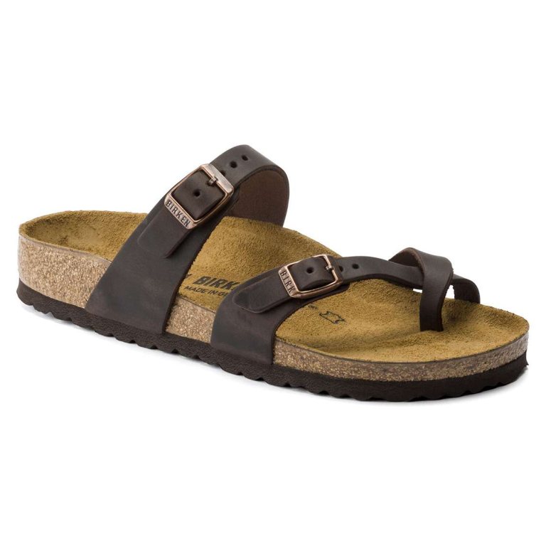 Brown Birkenstock Mayari Oiled Leather Women's Thong | K7IBsG2hMQg