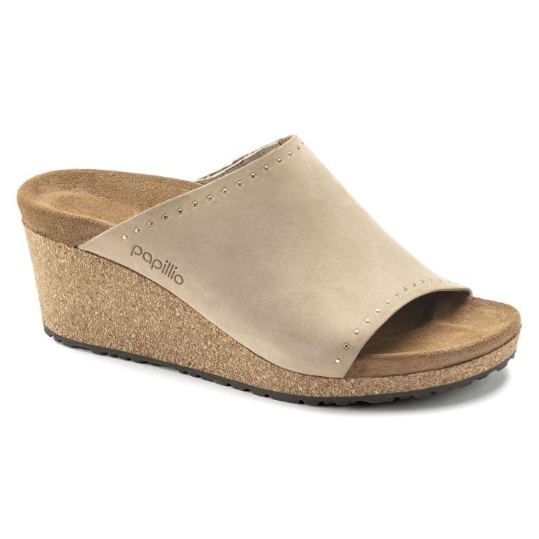 Brown Birkenstock Namica Rivets Nubuck Leather Women's Wedges Sandals | eFUAk9Unwby