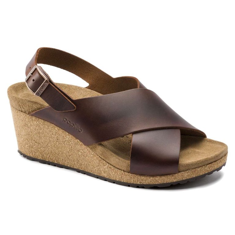 Brown Birkenstock Samira Leather Women's Two Strap Sandals | G44uKKH72tB