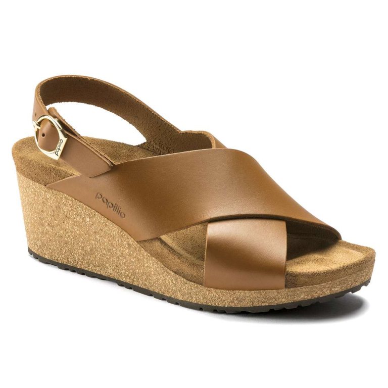 Brown Birkenstock Samira Leather Women's Wedges Sandals | tcL2OA45czU