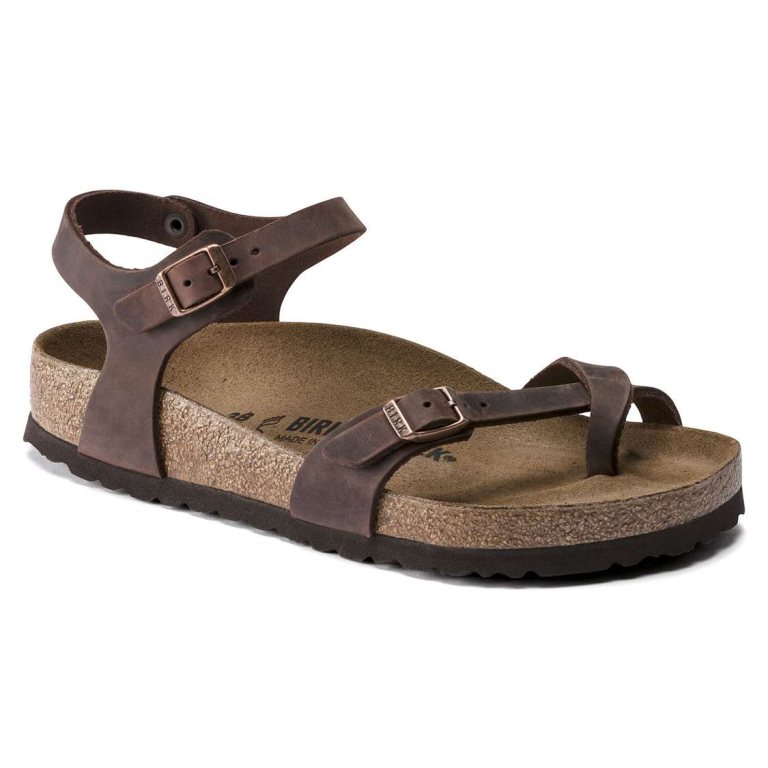 Brown Birkenstock Taormina Oiled Leather Women's Back Strap Sandals | BDm8KSAanfc