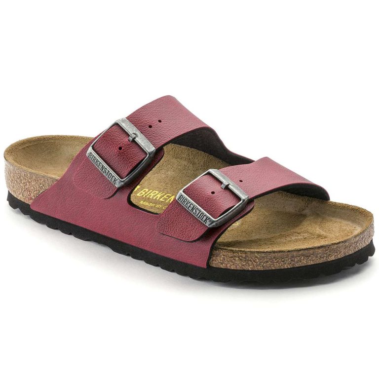 Burgundy Birkenstock Arizona Birko-Flor Men's Two Strap Sandals | dH4zG8MacZA