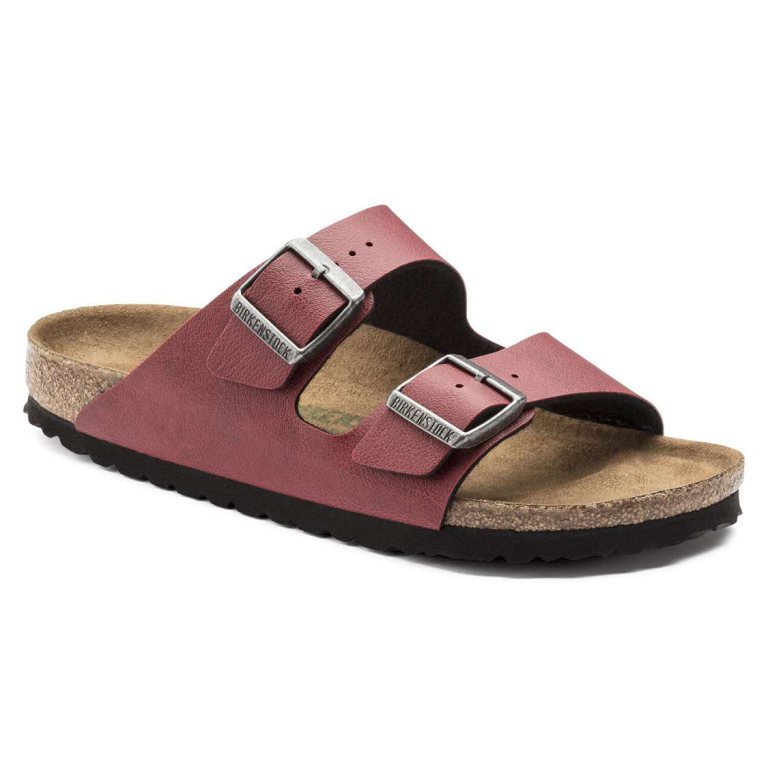 Burgundy Birkenstock Arizona Vegan Birko-Flor Men's Two Strap Sandals | BzHHlN7sD5Z