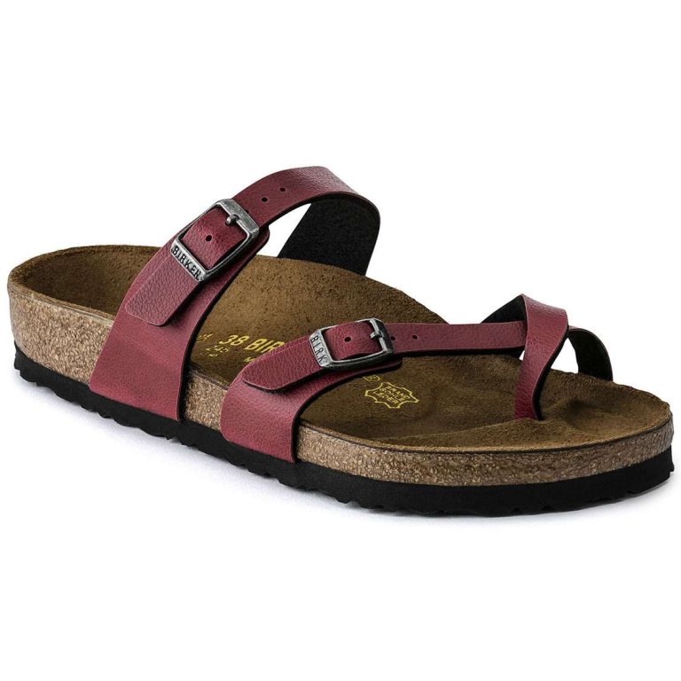 Burgundy Birkenstock Mayari Birko-Flor Women's Two Strap Sandals | 53UT9YOxDkX