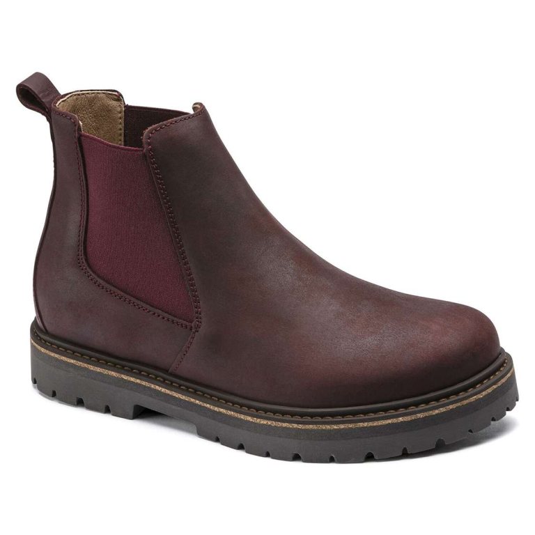 Burgundy Birkenstock Stalon Women Nubuck Leather Women's Boots | 7g7Eu184QTL