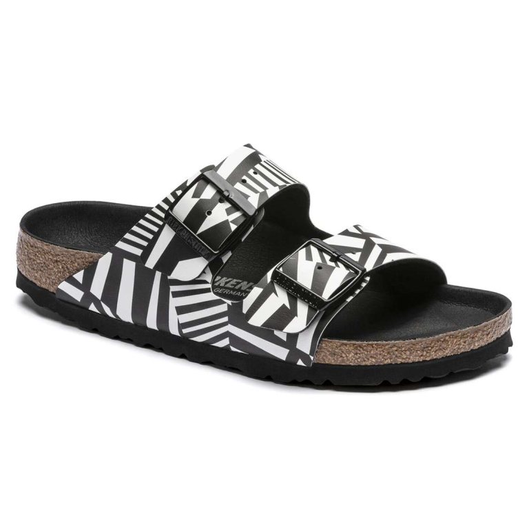 Camo Black White Birkenstock Arizona Birko-Flor Women's Two Strap Sandals | YU2aE2EBe5B